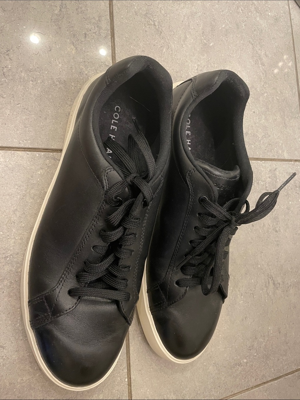 Cole Haan Black Leather Sneakers with Off-White Sole